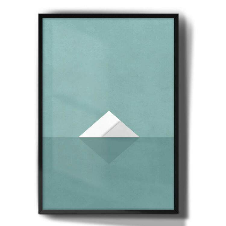 Quadro Decorativo Minimalista Tringulos Branco e Verde