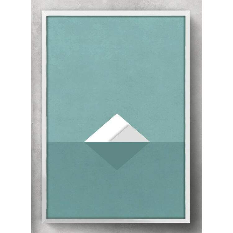 Quadro Decorativo Minimalista Tringulos Branco e Verde