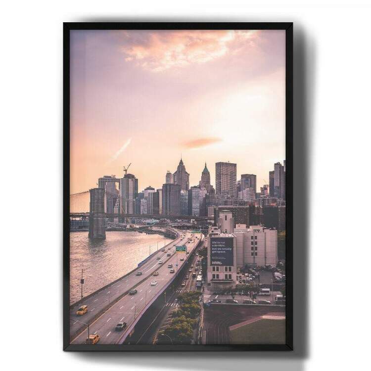 Quadro Decorativo Cidade Prdios Rio e Rodovia