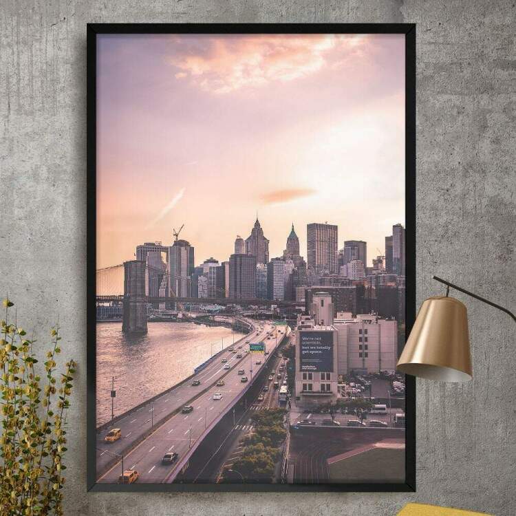 Quadro Decorativo Cidade Prdios Rio e Rodovia