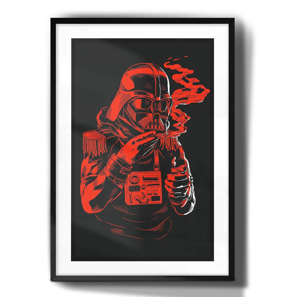 Quadro Decorativo Darth Vader Vermelho e Preto Fumando