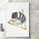 Quadro Decorativo Minimalista Folha e Tri�ngulo Dourado