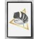 Quadro Decorativo Minimalista Folha e Tri�ngulo Dourado