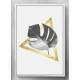 Quadro Decorativo Minimalista Folha e Tri�ngulo Dourado