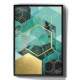 Quadro Decorativo Hex�gono Dourado e Verde �gua