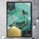 Quadro Decorativo Hex�gono Dourado e Verde �gua