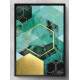 Quadro Decorativo Hex�gono Dourado e Verde �gua