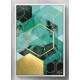 Quadro Decorativo Hex�gono Dourado e Verde �gua