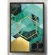 Quadro Decorativo Hex�gono Dourado e Verde �gua