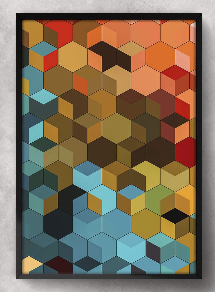 Quadro Decorativo Abstrato Geom�tricos Coloridos