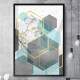 Quadro Decorativo Abstrato Geom�tricos Tons de Azul Cinza e Dourado