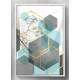 Quadro Decorativo Abstrato Geom�tricos Tons de Azul Cinza e Dourado