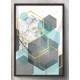 Quadro Decorativo Abstrato Geom�tricos Tons de Azul Cinza e Dourado