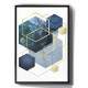 Quadro Decorativo Abstrato Geom�tricos Tons de Azul e Dourado