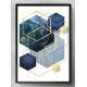 Quadro Decorativo Abstrato Geom�tricos Tons de Azul e Dourado