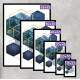 Quadro Decorativo Abstrato Geom�tricos Tons de Azul e Dourado
