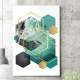 Quadro Decorativo Abstrato Geom�tricos Tons de Verde e Dourado
