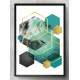 Quadro Decorativo Abstrato Geom�tricos Tons de Verde e Dourado