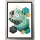 Quadro Decorativo Abstrato Geom�tricos Tons de Verde e Dourado