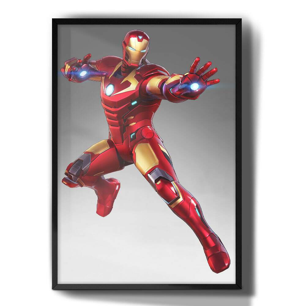 Quadro Decorativo Homem de Ferro Fundo Cinza