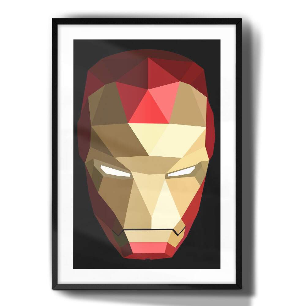 Quadro Decorativo Homem de Ferro Face Poligonal