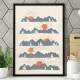 Quadro Decorativo Desenho Montanhas e P�r do Sol