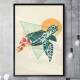 Quadro Decorativo Tartaruga e Formas Geom�tricas Minimalistas