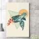 Quadro Decorativo Tartaruga e Formas Geom�tricas Minimalistas