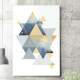 Quadro Decorativo Tri�ngulos Geom�tricos Tons de Amarelo e Azul