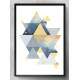 Quadro Decorativo Tri�ngulos Geom�tricos Tons de Amarelo e Azul