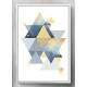 Quadro Decorativo Tri�ngulos Geom�tricos Tons de Amarelo e Azul