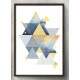 Quadro Decorativo Tri�ngulos Geom�tricos Tons de Amarelo e Azul