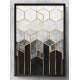 Quadro Decorativo Geom�tricos 3D M�rmore Preto Branco e Dourado 02