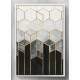 Quadro Decorativo Geom�tricos 3D M�rmore Preto Branco e Dourado 02