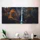 Quadro Decorativo Slim Paisagem Cachoeira e �rvores Laranja