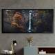 Quadro Decorativo Slim Paisagem Cachoeira e �rvores Laranja