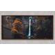 Quadro Decorativo Slim Paisagem Cachoeira e �rvores Laranja