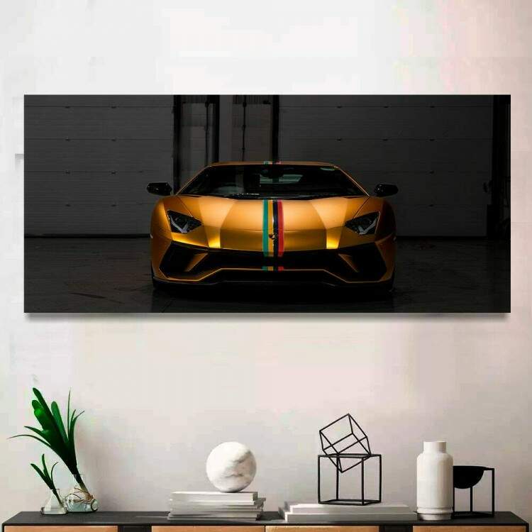 Quadro Decorativo Slim Lamborghini Dourada