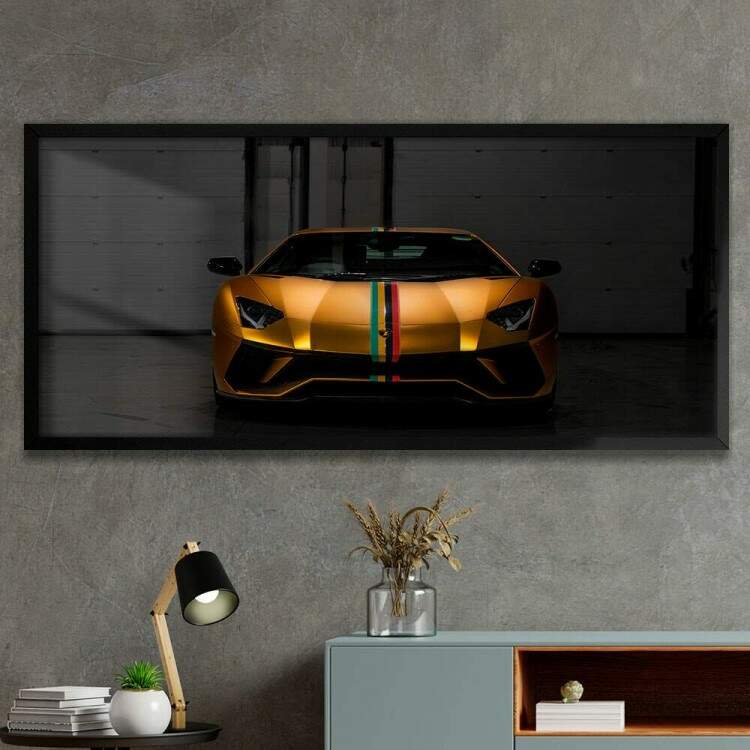 Quadro Decorativo Slim Lamborghini Dourada