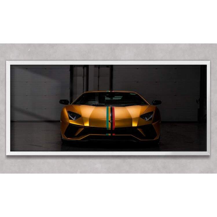 Quadro Decorativo Slim Lamborghini Dourada