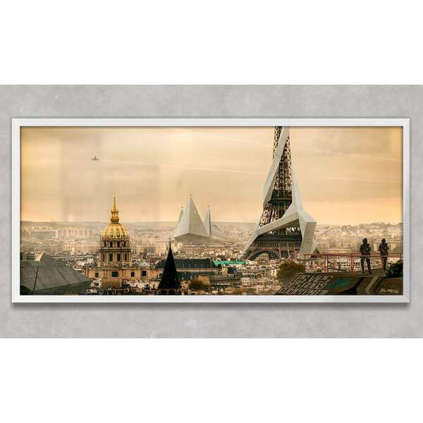 Quadro Decorativo Slim Pintura Paris no Futuro