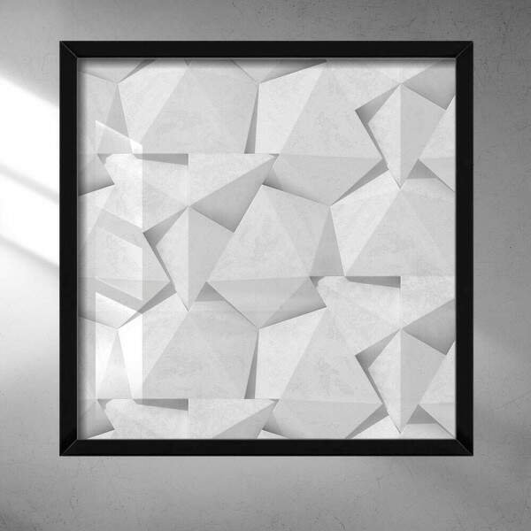 Quadro Decorativo Quadrado Abstrato Branco 3D