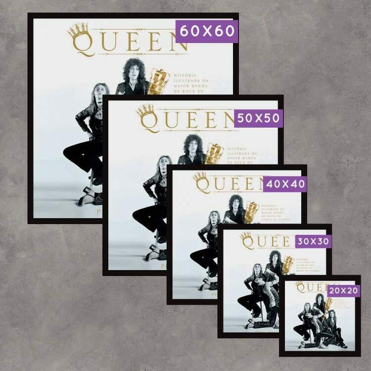 Quadro Decorativo Quadrado Banda Queen Preto Branco e Dourado