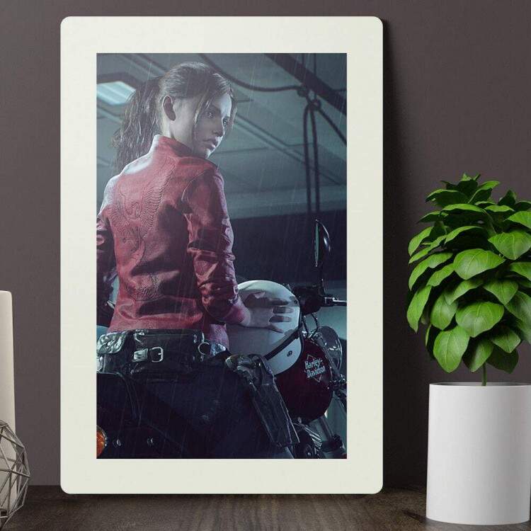 Placa Decorativa Claire Redfield Na Moto