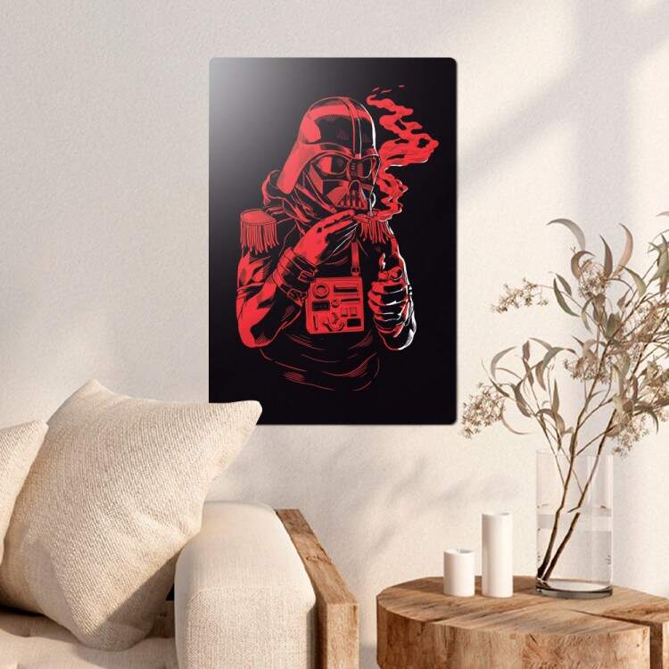 Placa Decorativa Darth Vader Vermelho e Preto Fumando