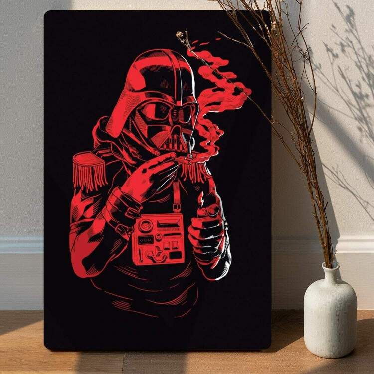 Placa Decorativa Darth Vader Vermelho e Preto Fumando