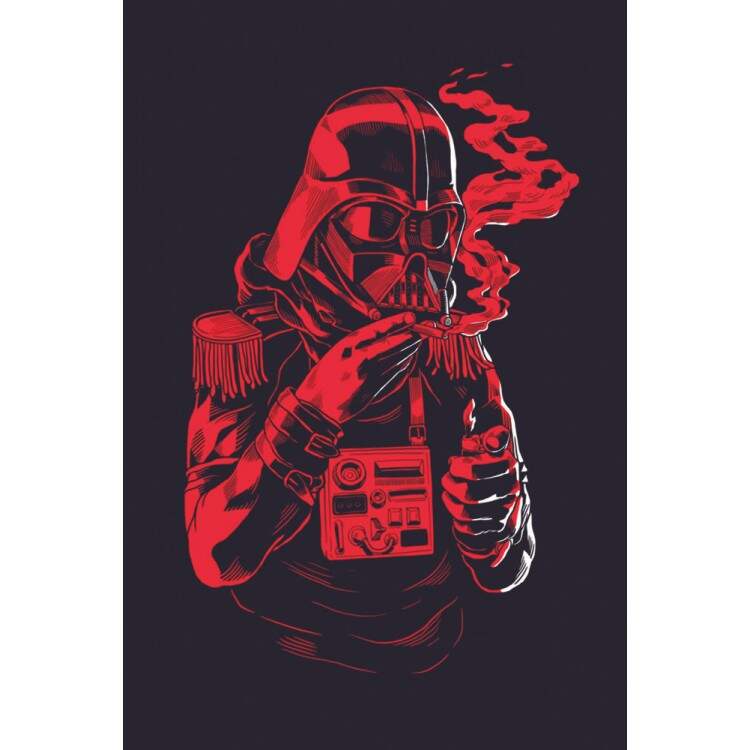 Placa Decorativa Darth Vader Vermelho e Preto Fumando