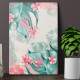 Placa Decorativa Pintura de Folhas e Flores Cor De Rosa