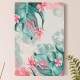 Placa Decorativa Pintura de Folhas e Flores Cor De Rosa