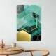 Placa Decorativa Hex�gono Dourado e Verde �gua